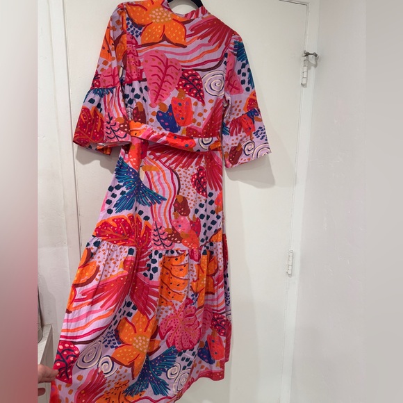 PERFECT FARM Rio Lilac Colorful Party Midi Dress - Picture 17 of 17